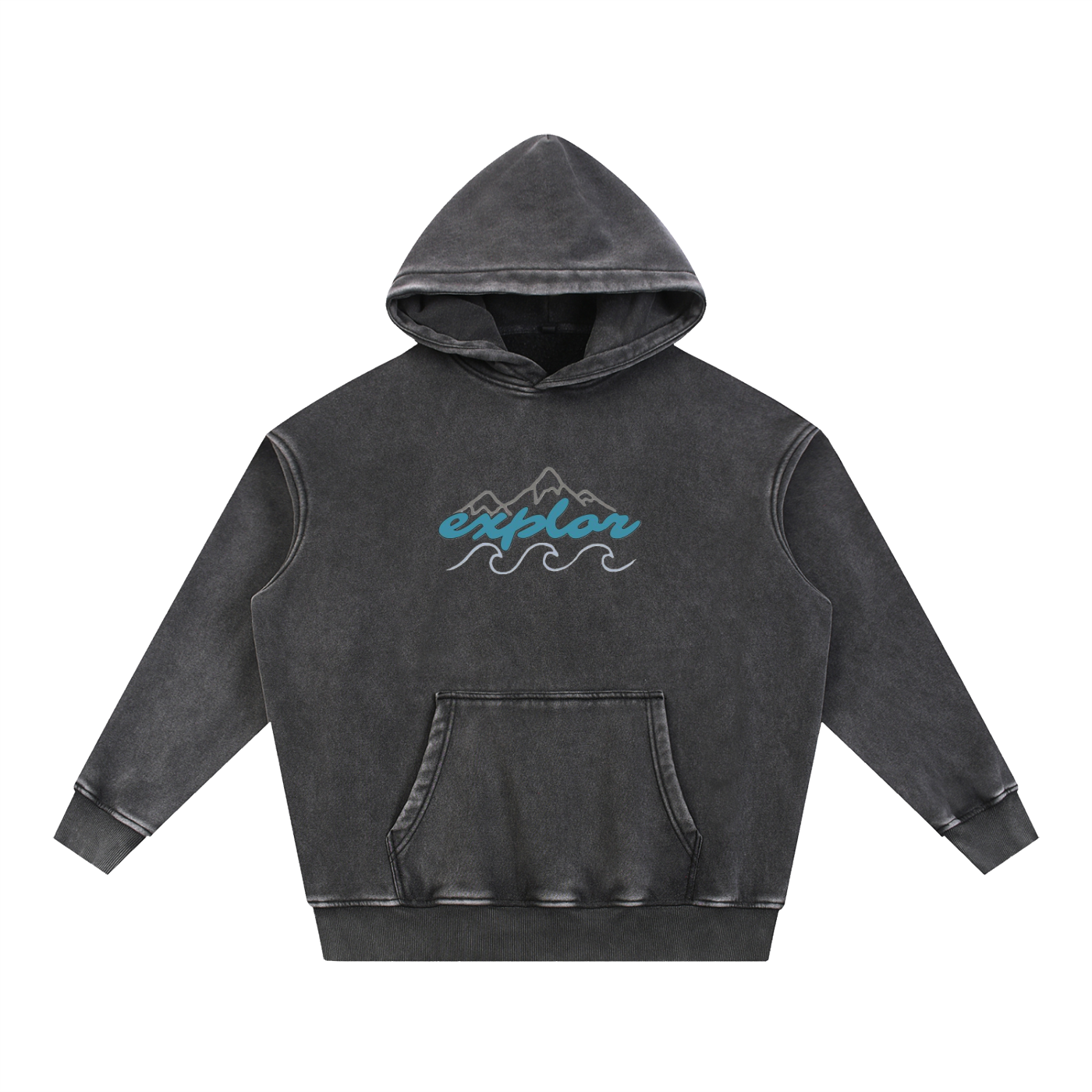 explor Snow Wash Fleece Oversize Hoodie